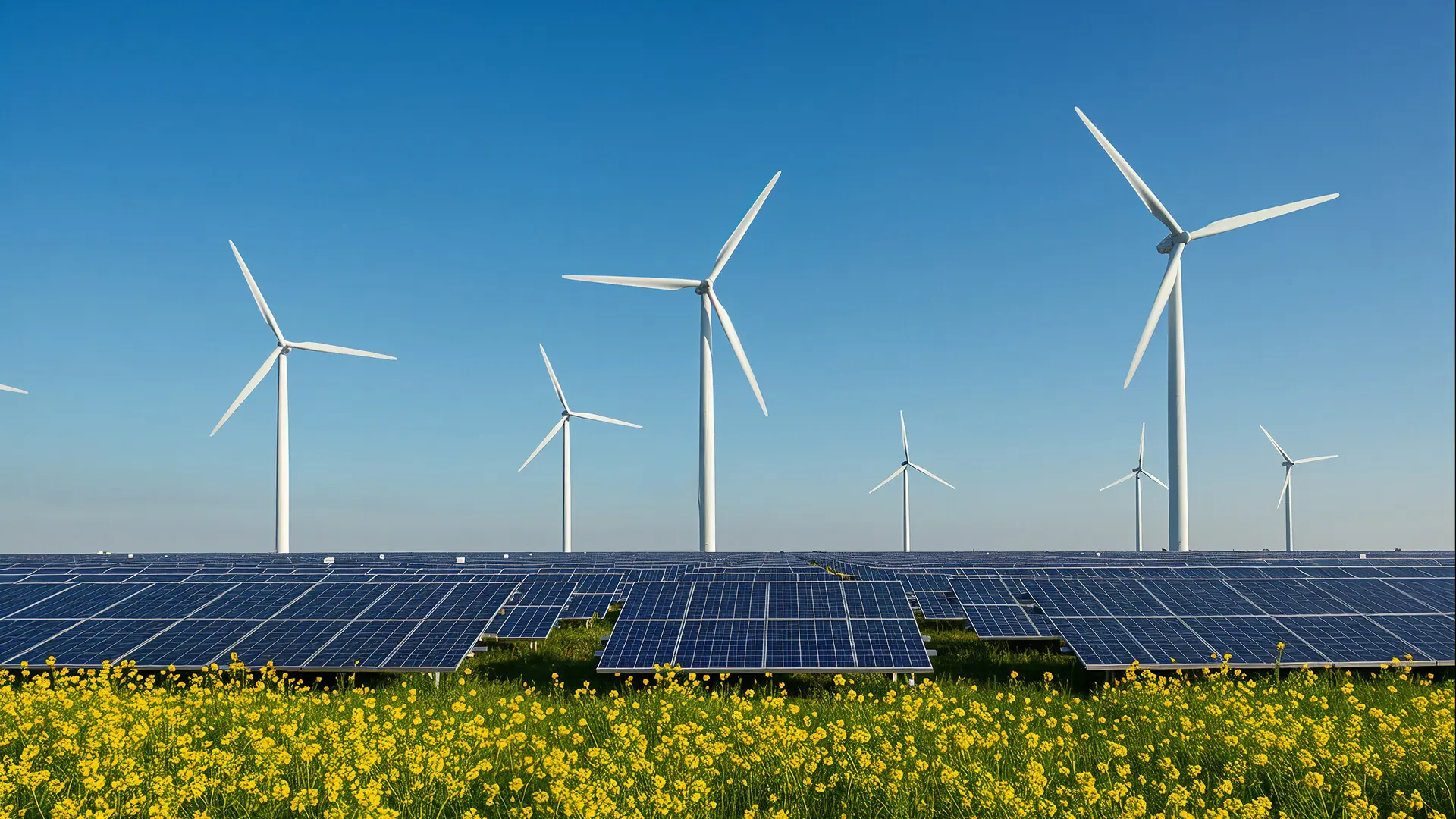A solar array under a clear sky